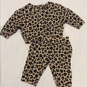 Cat & Jack Tan and Black Leopard Print Kids Pajama Set
